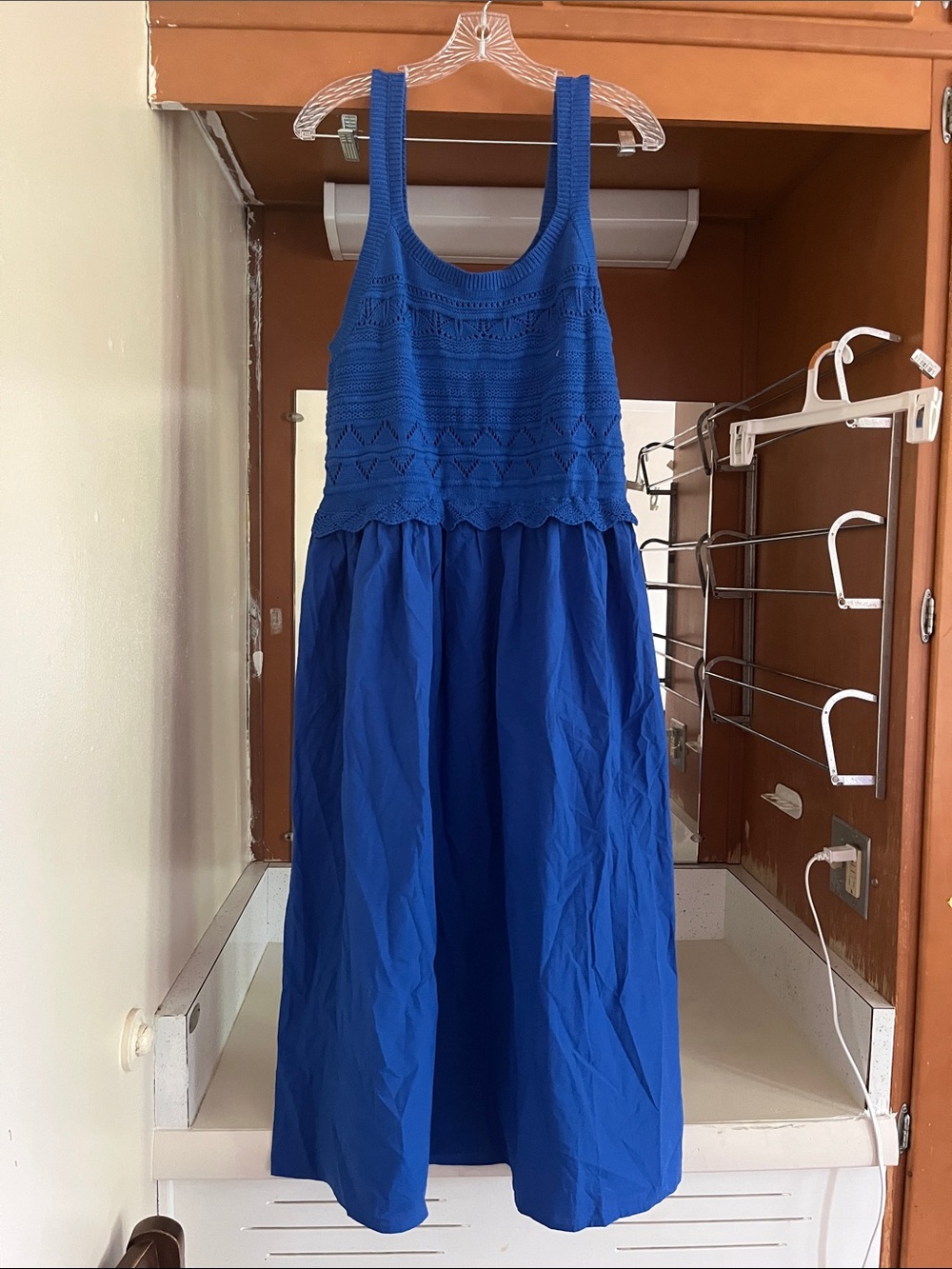 Ava & Viv Cobalt Blue Crochet-Knit Bodice Maxi Dress